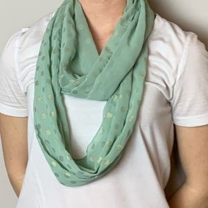 G sheer gold green infinity scarf